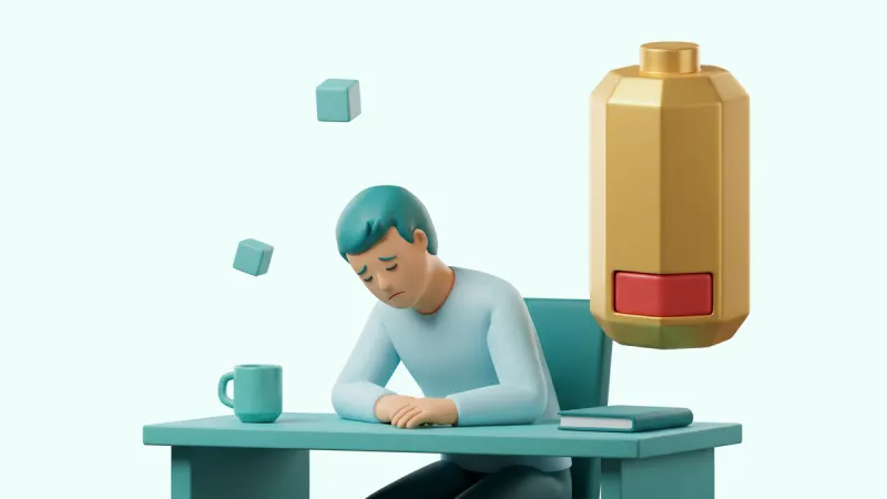Emotional burnout test: illustration of professional exhaustion and chronic stress